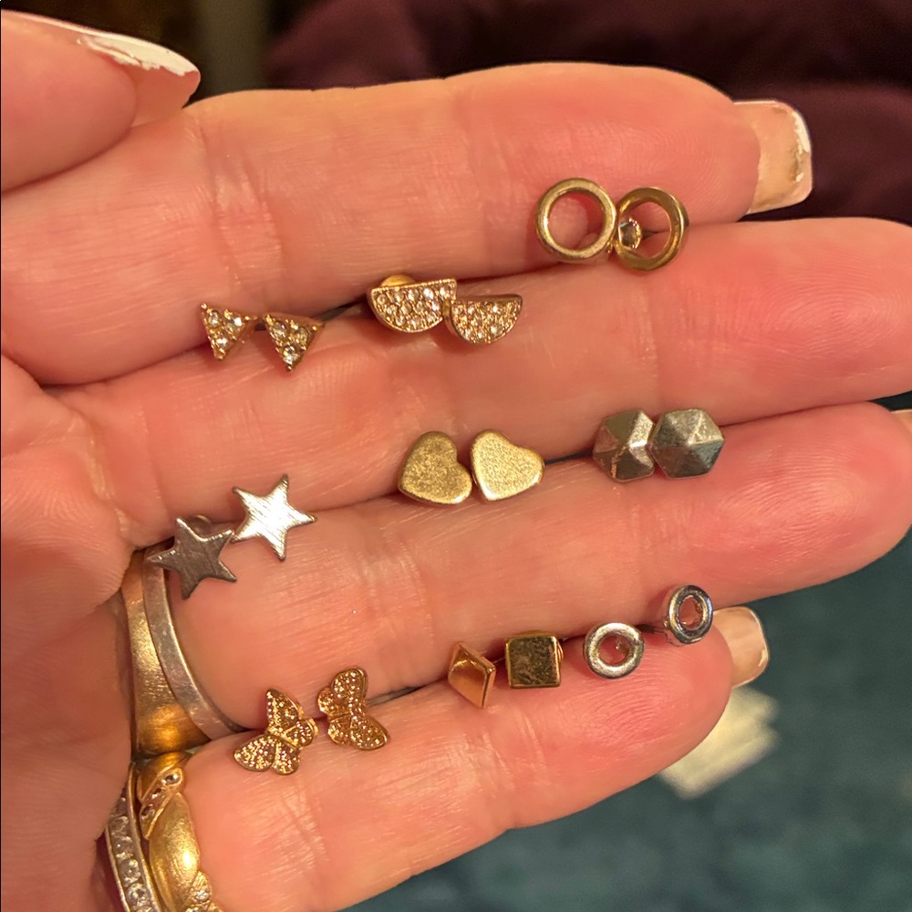 Gold and Silver Stud Earring Set